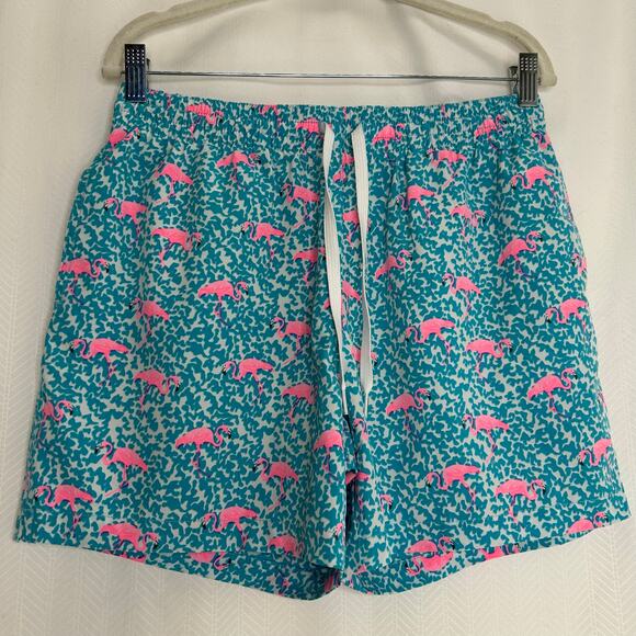 Chubbies men’s swim trunks teal with pink flamingos 5” inseam size medium - Picture 1 of 4